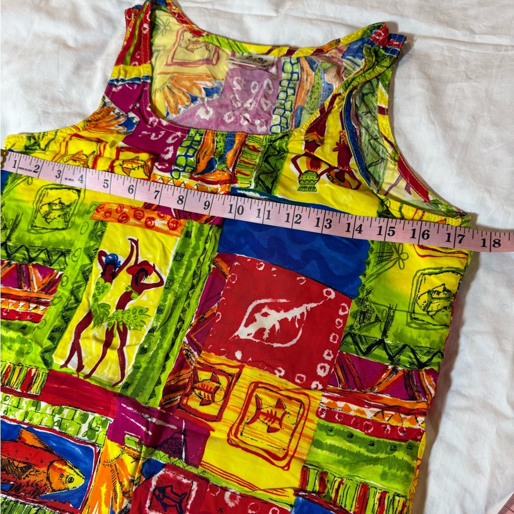Colorful Patchwork Patterned Sun Dress Small - Picture 4 of 9